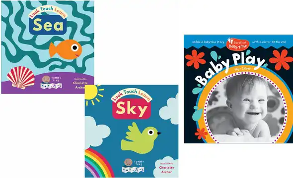 Look, touch, and learn tactile book set for babies to use during tummy time
