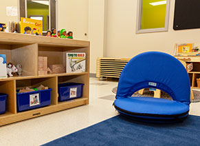 Flexible seating teacher seat on carpet