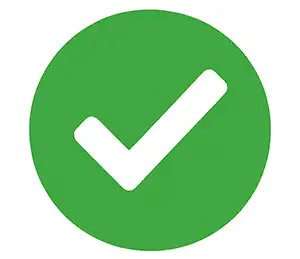 Green circle with a white check mark