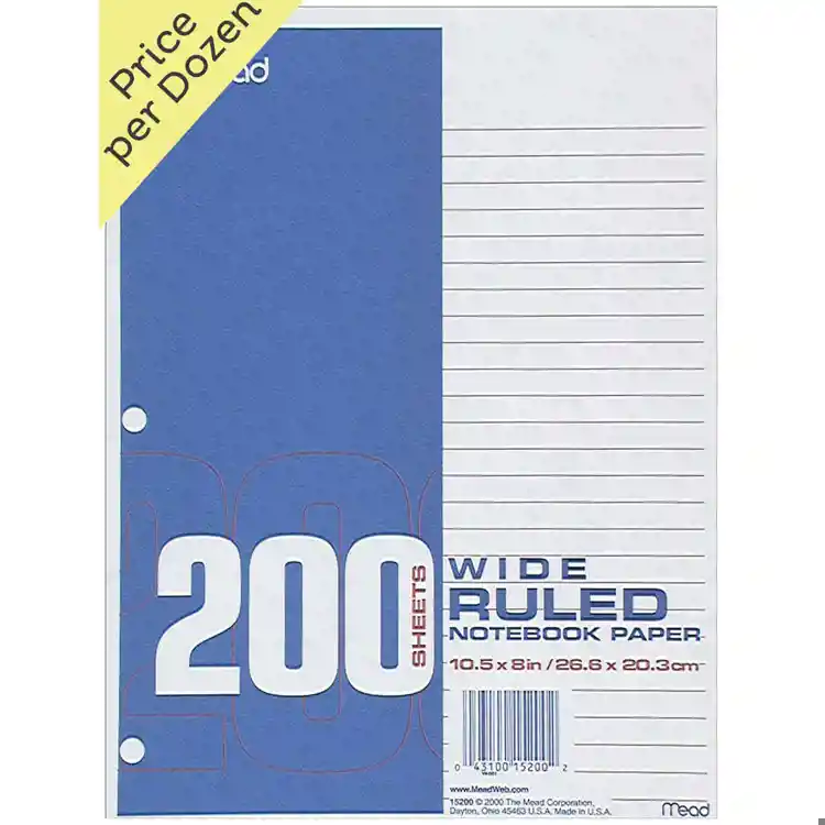 Filler Paper, 200 Sheets-Dozen