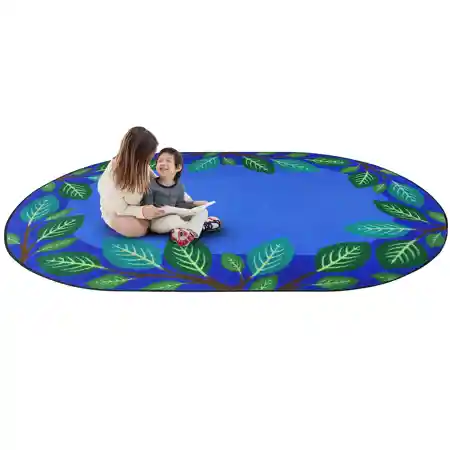 Breezy Branches Rug, Blue, Oval 5'4" x 7'8"