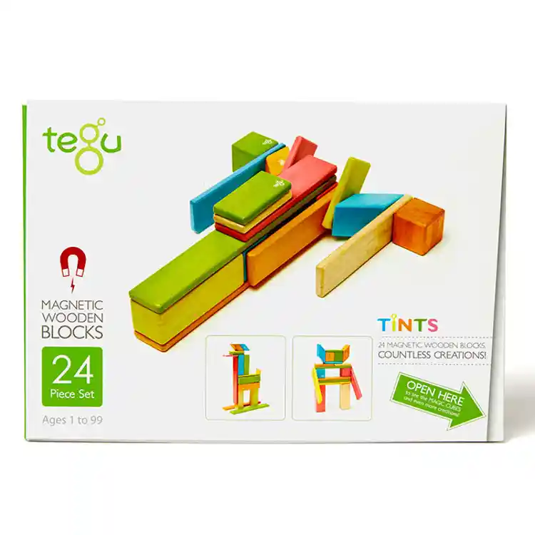 Tegu Magnetic Wooden Blocks, 24 Pieces - Tints