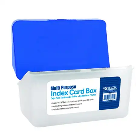 3" x 5" Index Card Box, Assorted Colors