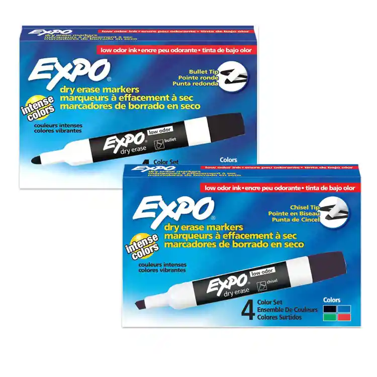 Expo® Low Odor Dry-Erase Markers, 4 Color Set