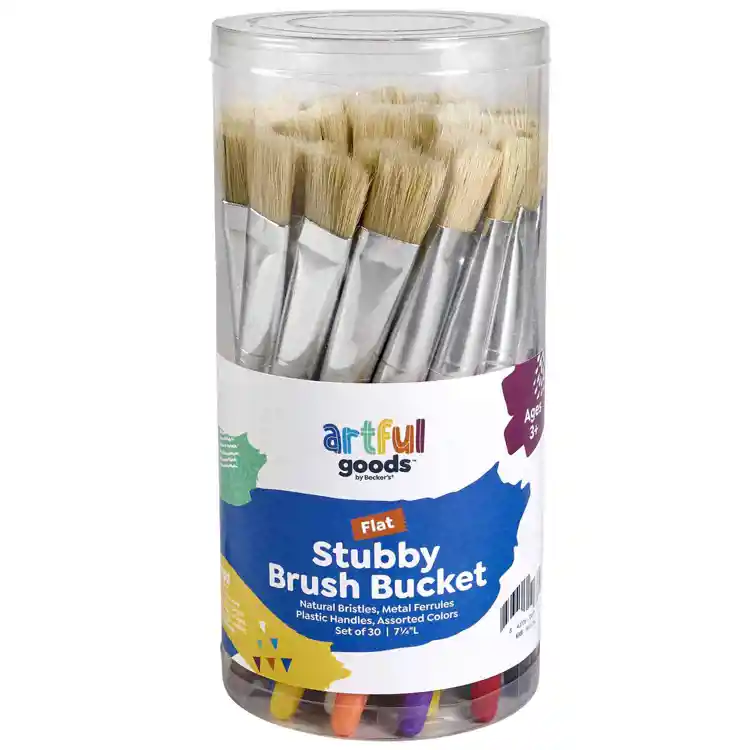 Artful Goods® Stubby Brush Bucket, Flat Brushes