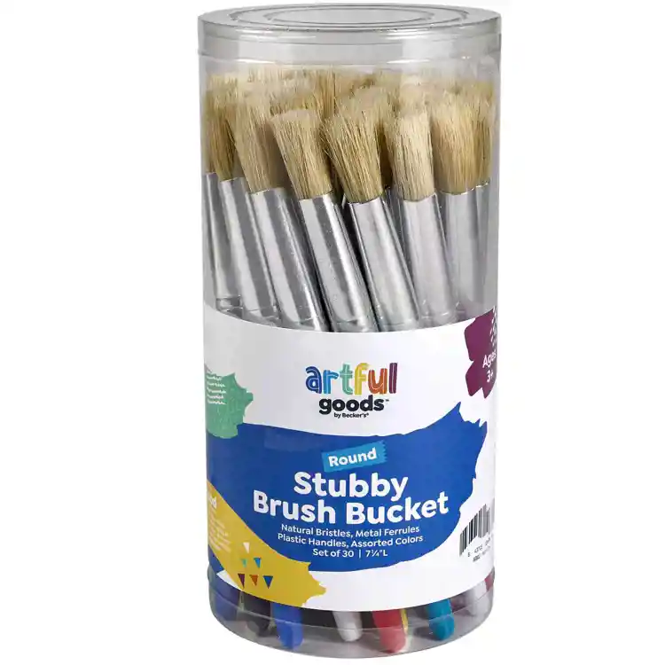 Artful Goods® Stubby Brush Bucket, Round Brushes