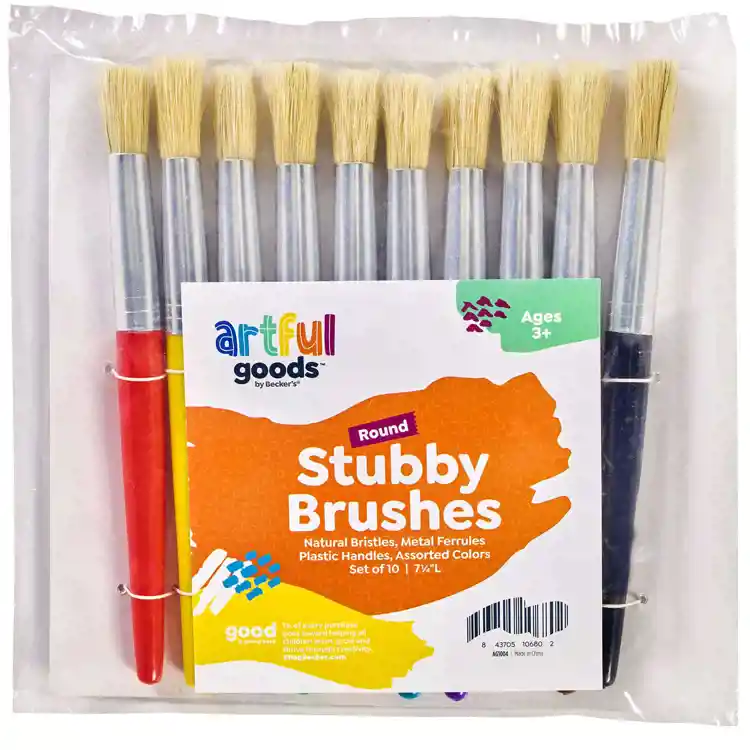 Artful Goods® Round Stubby Brushes with Metal Ferrules