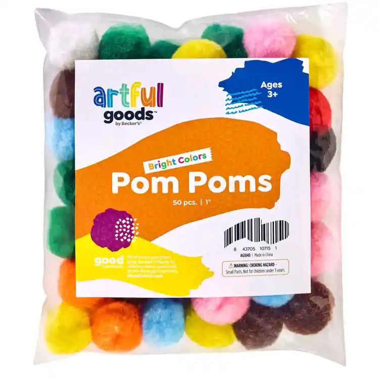 Artful Goods® Pom Poms Bright Colors, 1"