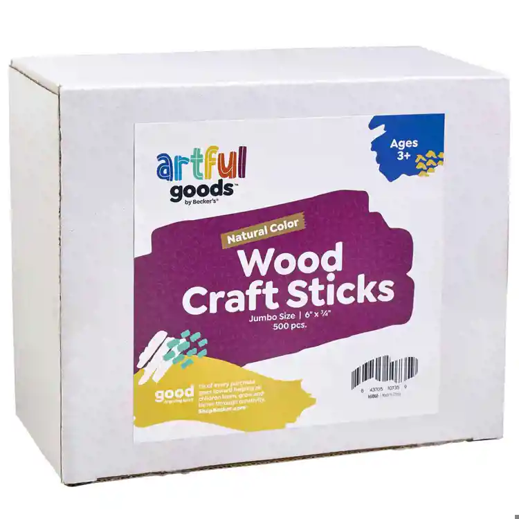 Artful Goods® Wood Craft Sticks, Jumbo Size