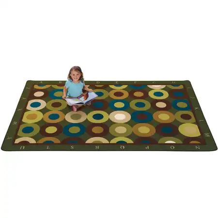 Alphabet Calming Circles Classroom Rug, Nature's Colors
