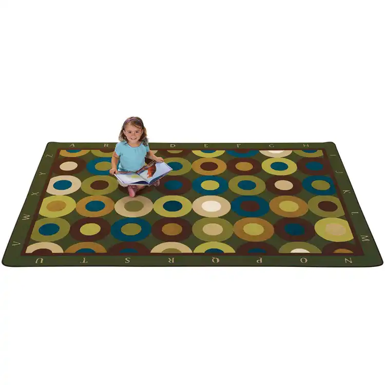 Alphabet Calming Circles Classroom Rug, Nature's Colors