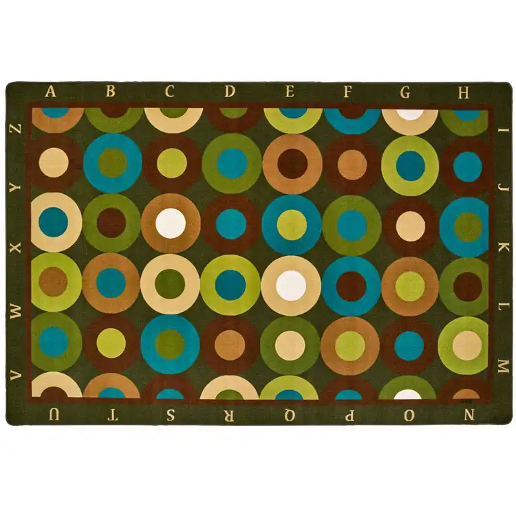Alphabet Calming Circles Classroom Rug, Nature's Colors