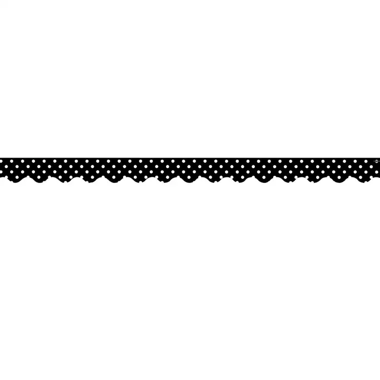 Black Mini Polka Dots Scalloped Border Trim