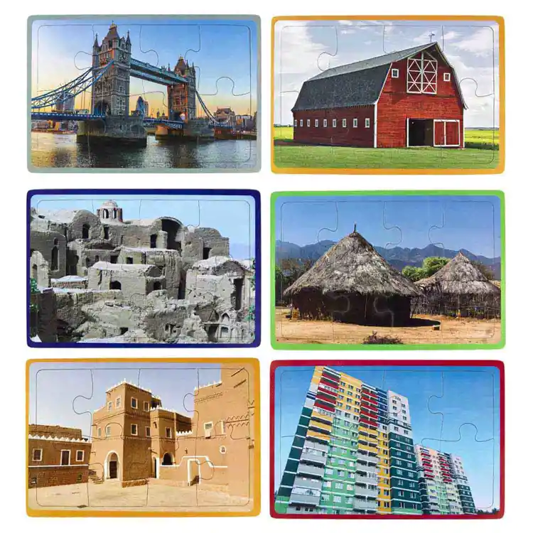 Becker's Building Inspirations 8-Piece Puzzles, Set of 6