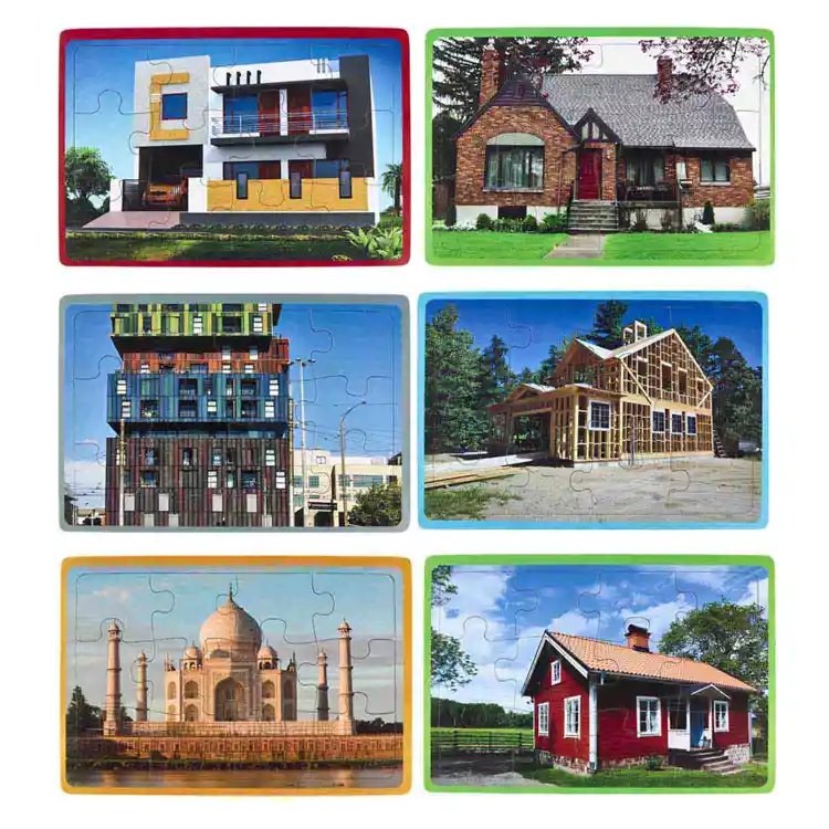 Becker's Building Inspirations 12-Piece Puzzles, Set of 6