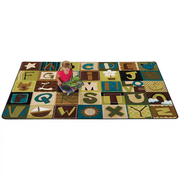 KIDSoft™ Alphabet Blocks Classroom Rug, Nature's Colors