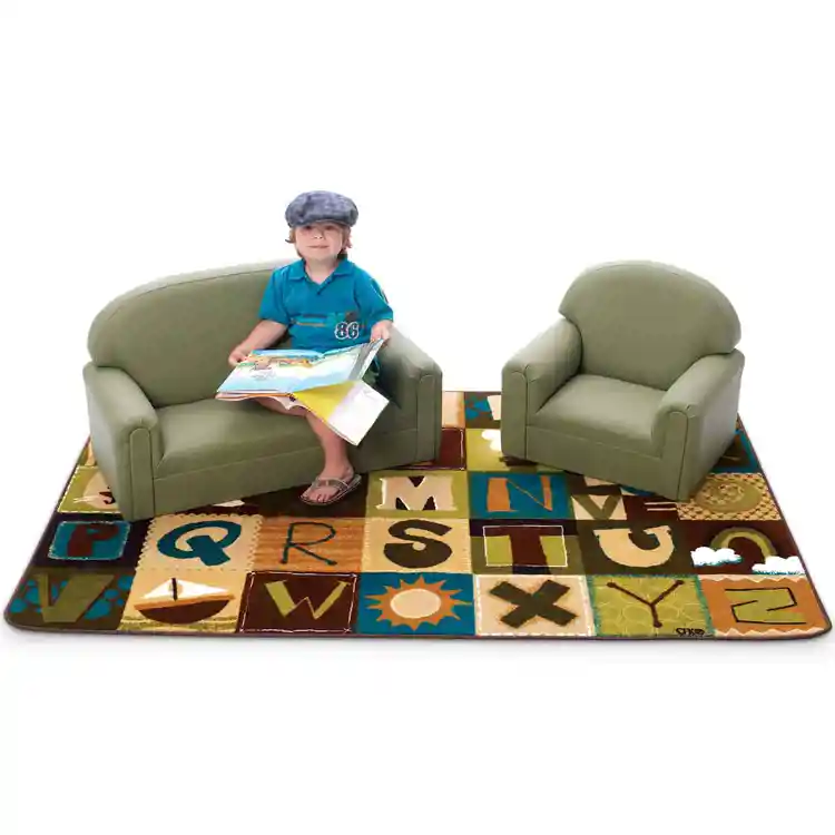 KIDSoft™ Alphabet Blocks Classroom Rug, Nature's Colors