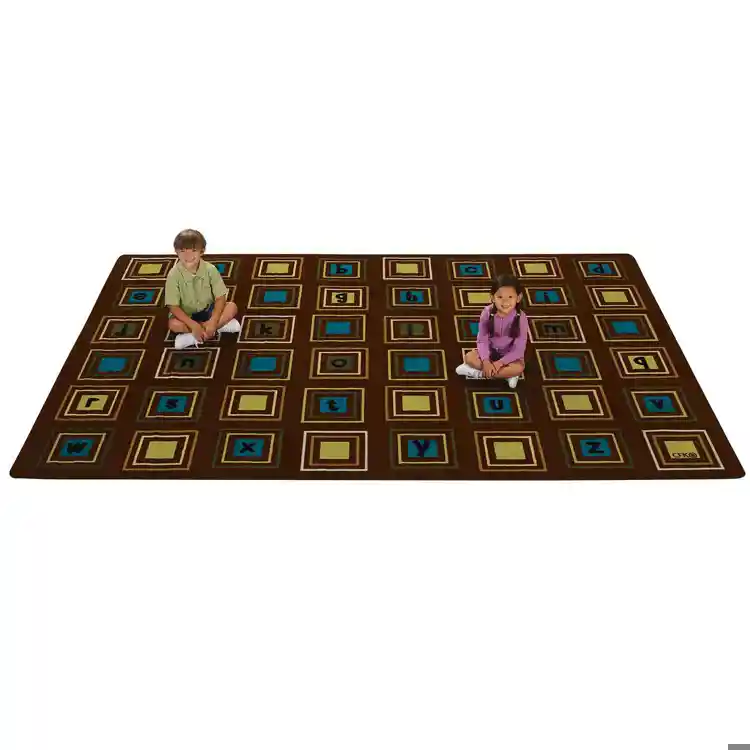 Literacy Squares Classroom Rug, Nature's Colors