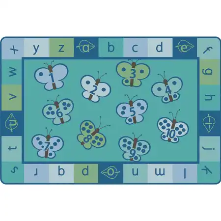 KIDSoft™ 123 ABC Butterfly Classroom Rug, Contemporary Colors