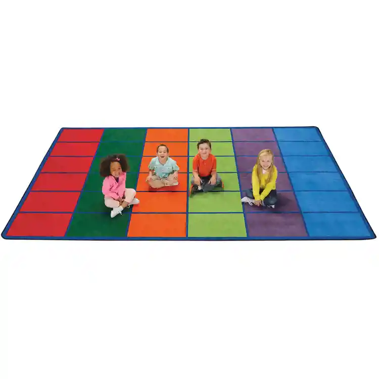 Colorful Rows Seating Classroom Rug