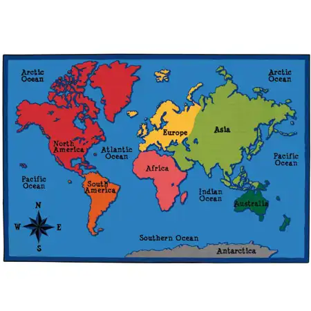 Kid$ Value Classroom Rug™, World Map