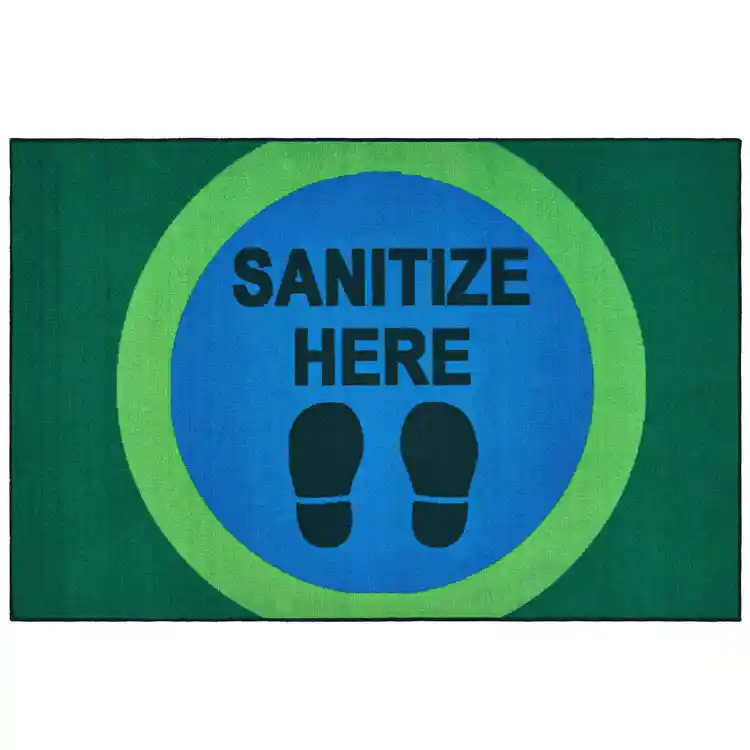 Healthy Habits Collection Sanitize Here Dot Mat, Rectangle 4' x 6'