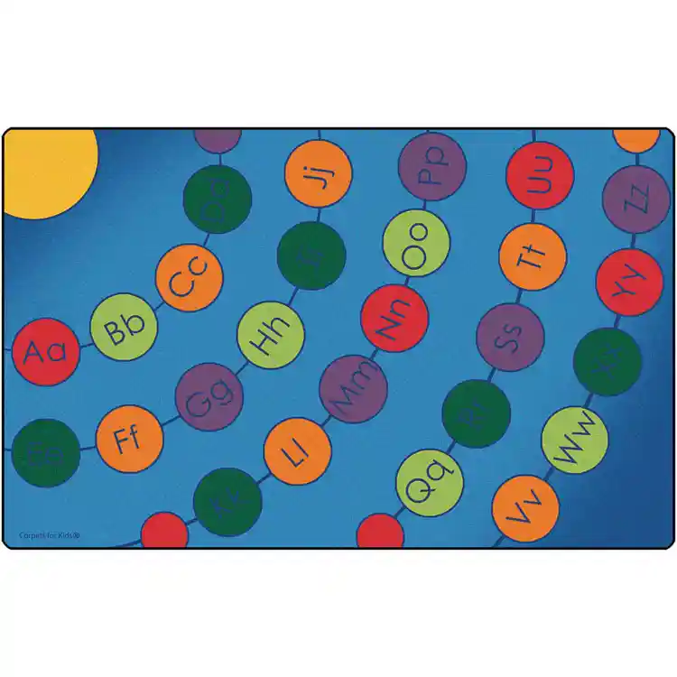 Radiating Alphabet Circles Seating Rug