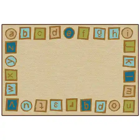 KID$ Value Plus Classroom Rug™, Alphabet Blocks Border 6' x 9'