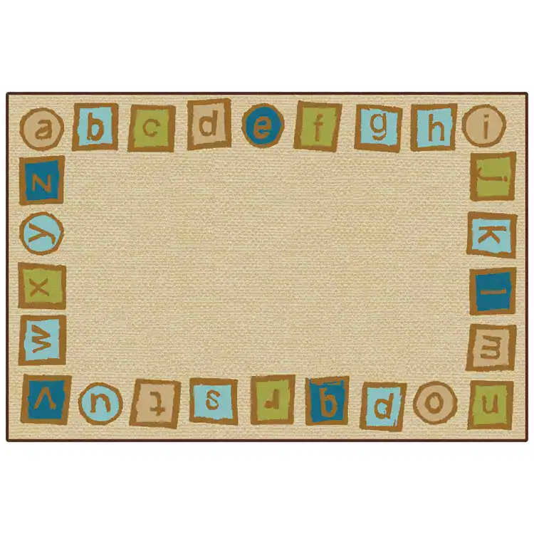 KID$ Value Plus Classroom Rug™, Alphabet Blocks Border 6' x 9'