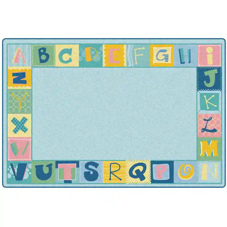 KIDSoft™ Alphabet Blocks Border Classroom Rug, Tranquil Colors