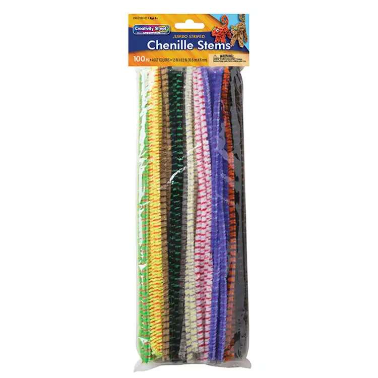 Striped Pipe Cleaners, 100 Pack, Assorted Colors