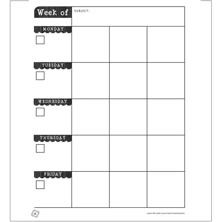 Black and White Lesson Plan Book