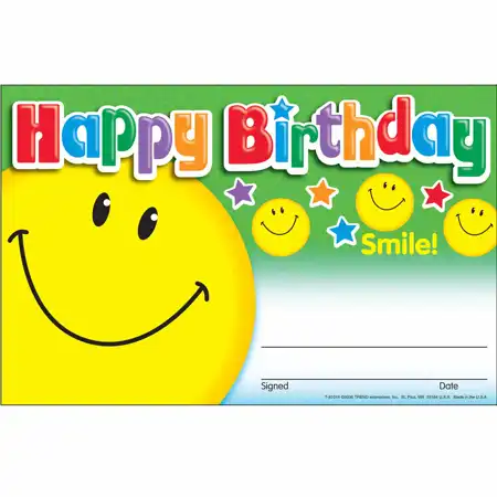 Happy Birthday Smile! Recognition Award
