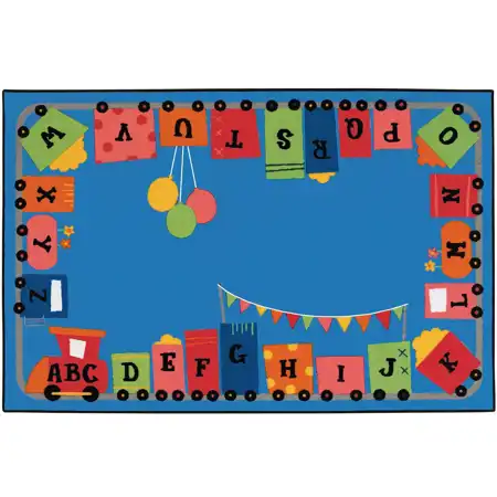 KID$ Value Classroom Rugs™, Alpha Fun Train, Rectangle 4' x 6'