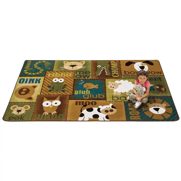 KIDSoft™ Animal Sounds Toddler Classroom Rug, Nature's Colors