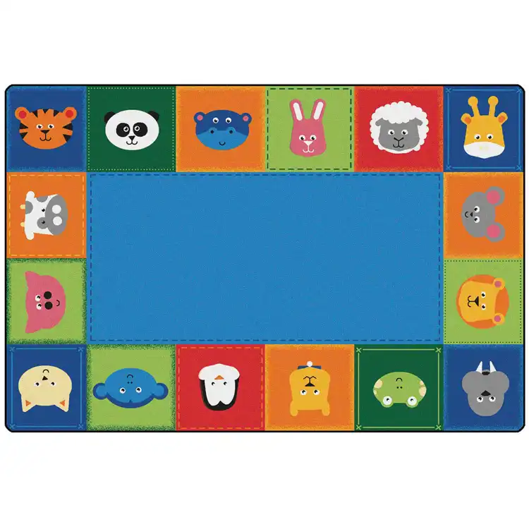 KIDSoft™ Baby Animals Border Rug, Primary Colors