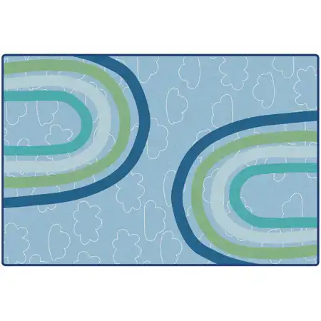 KIDSoft™ Large Rainbows Rug, Soft Colors
