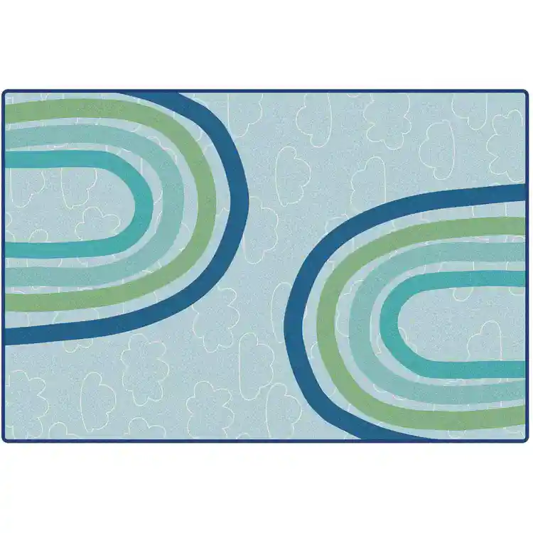 KIDSoft™ Large Rainbows Rug, Soft Colors