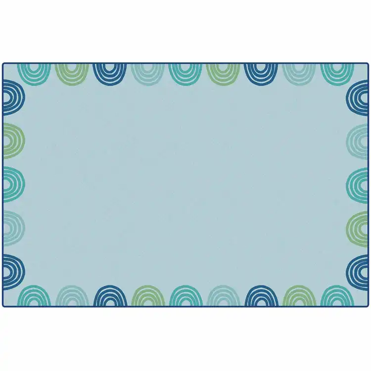KIDSoft™ Rainbows Border Rug, Soft Colors