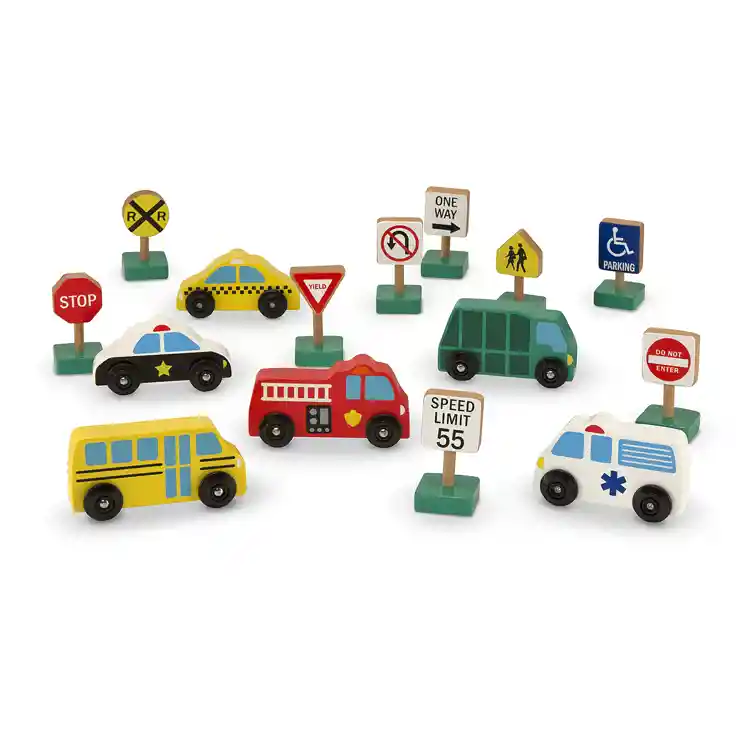 Melissa & Doug Wooden Vehicles & Traffic Signs