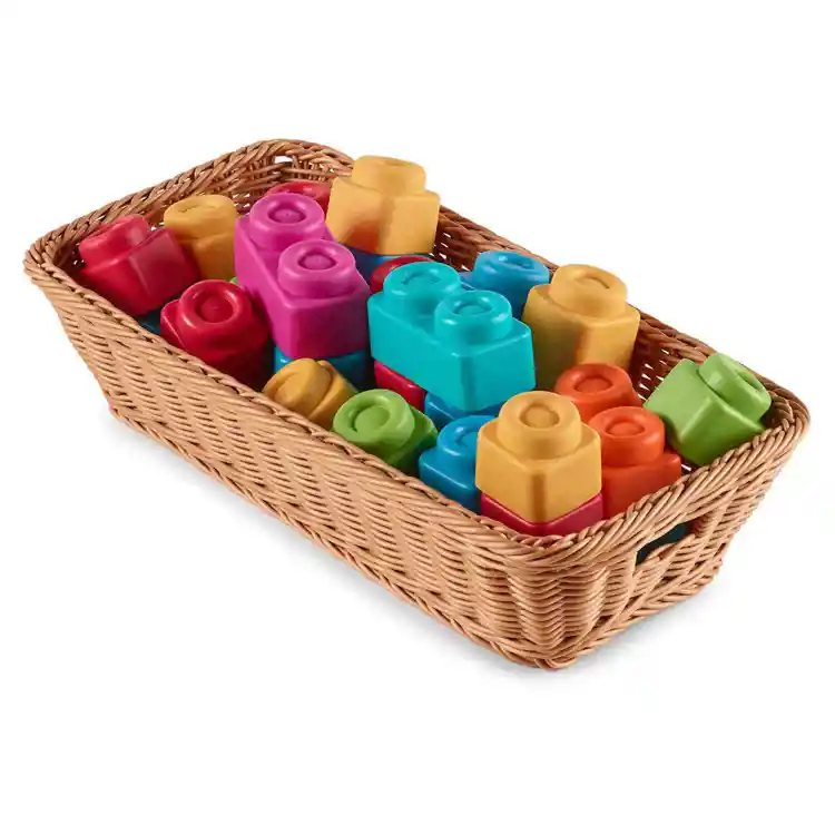 Plastic Woven Basket with Handles - Multi-Use