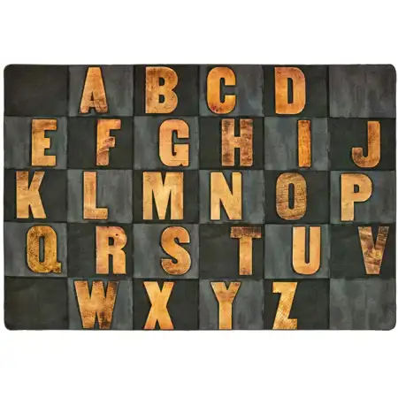 Rustic Wood Literacy Seating Rug