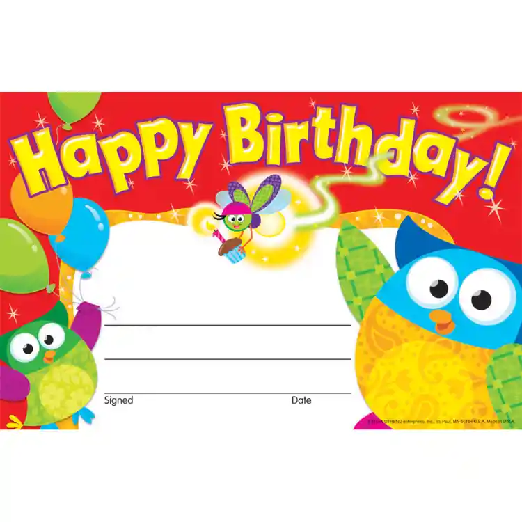 Happy Birthday Owl-Stars!™ Recognition Award