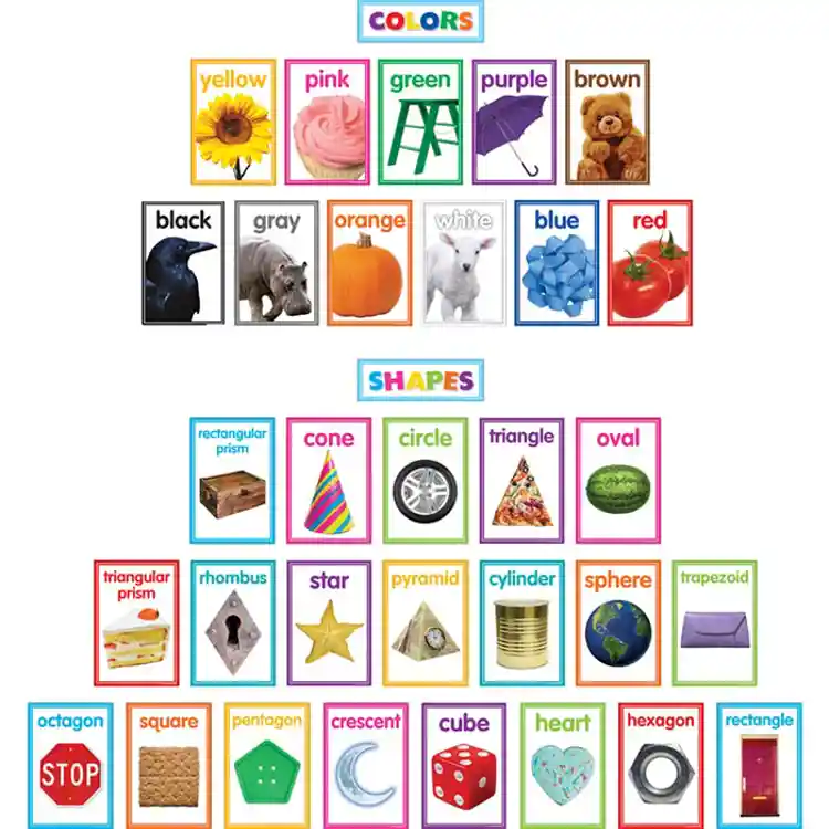 Colorful Photo Shapes & Colors Cards Bulletin Board Set