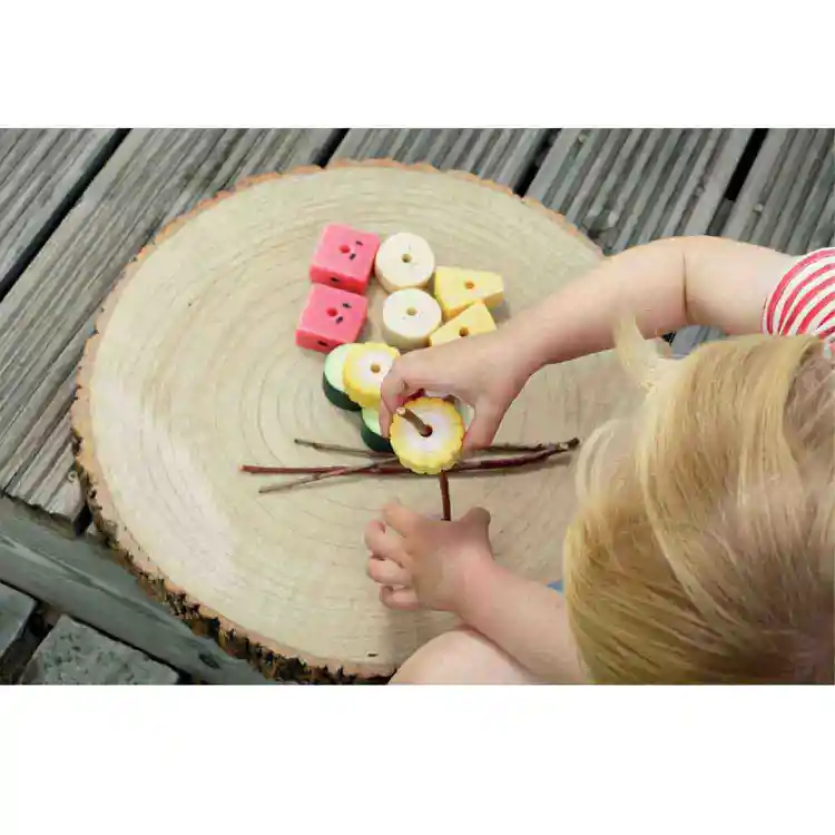 Sensory Play Stones, Threading Kebabs