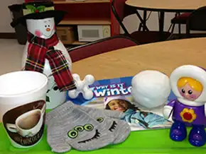 Tray with winter seasonal items