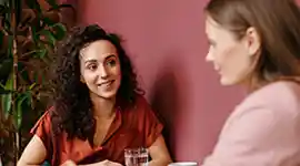 two women talking