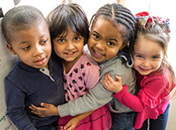 Group of diverse preschool child