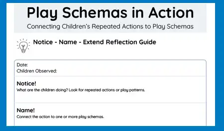 Becker's Play Schemas Quick Reference & Reflection Guide