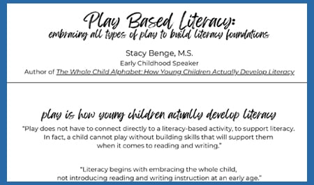 Note Taking Outline for Play-Based Literacy Webinar